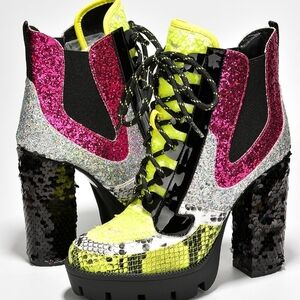 Cape Robbin Multicolor Sequin Ankle Boots